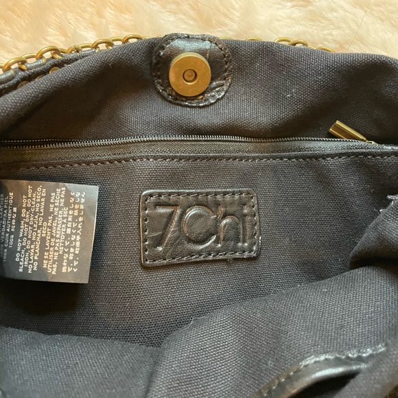 Black leather and gold burnished Stylish chain Boho Bag. Like new! - Picture 5 of 13